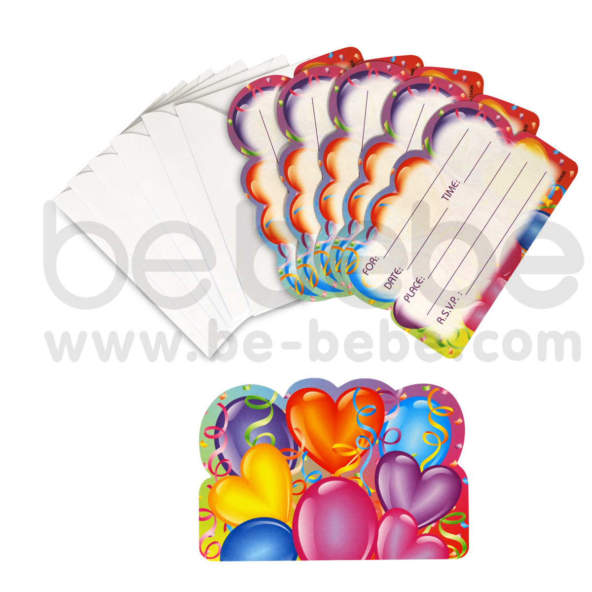 PARTY BUG : Invitation card 10x14 cm., 1 Pack