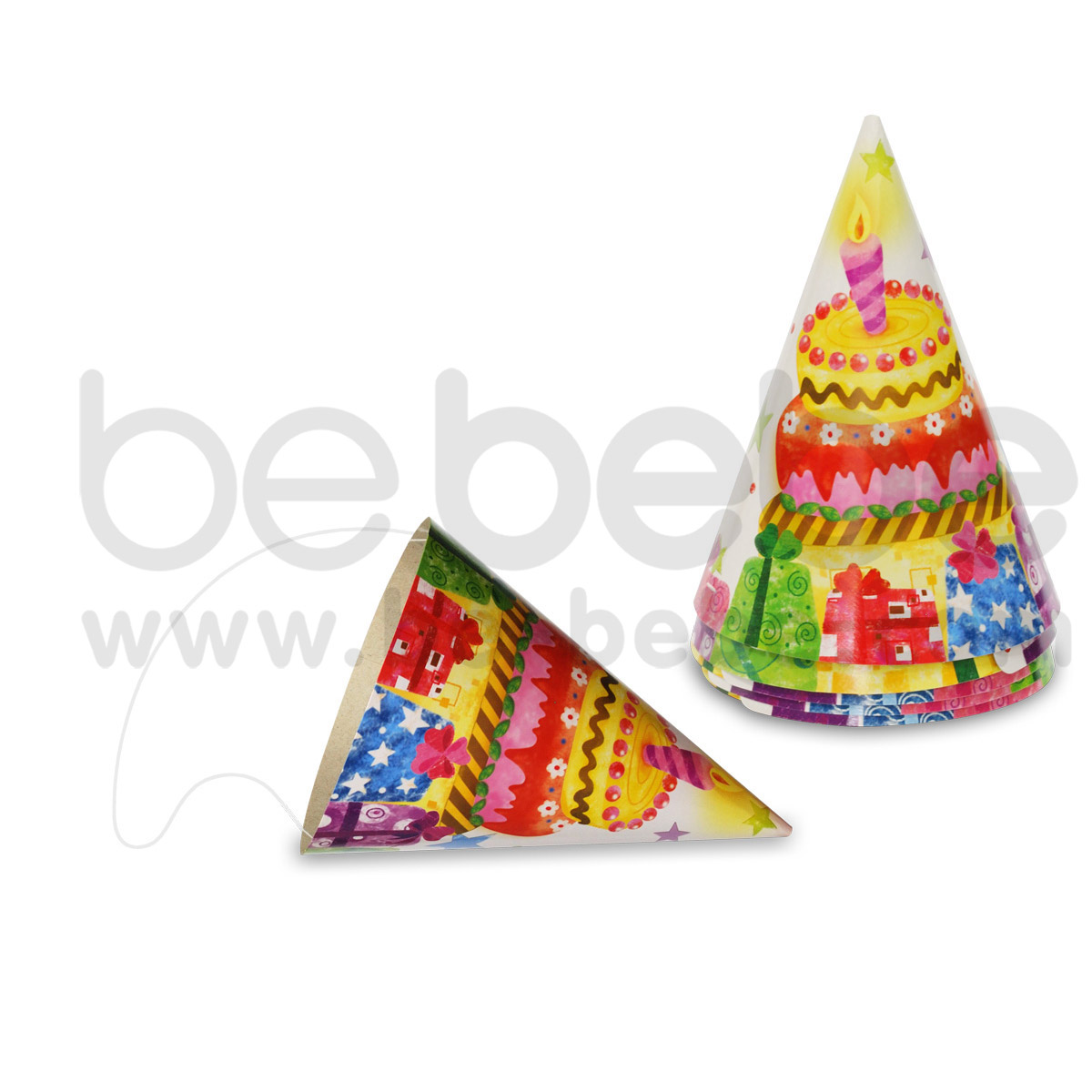 PARTY BUG : Cone hat 6 inch., 6 Packs