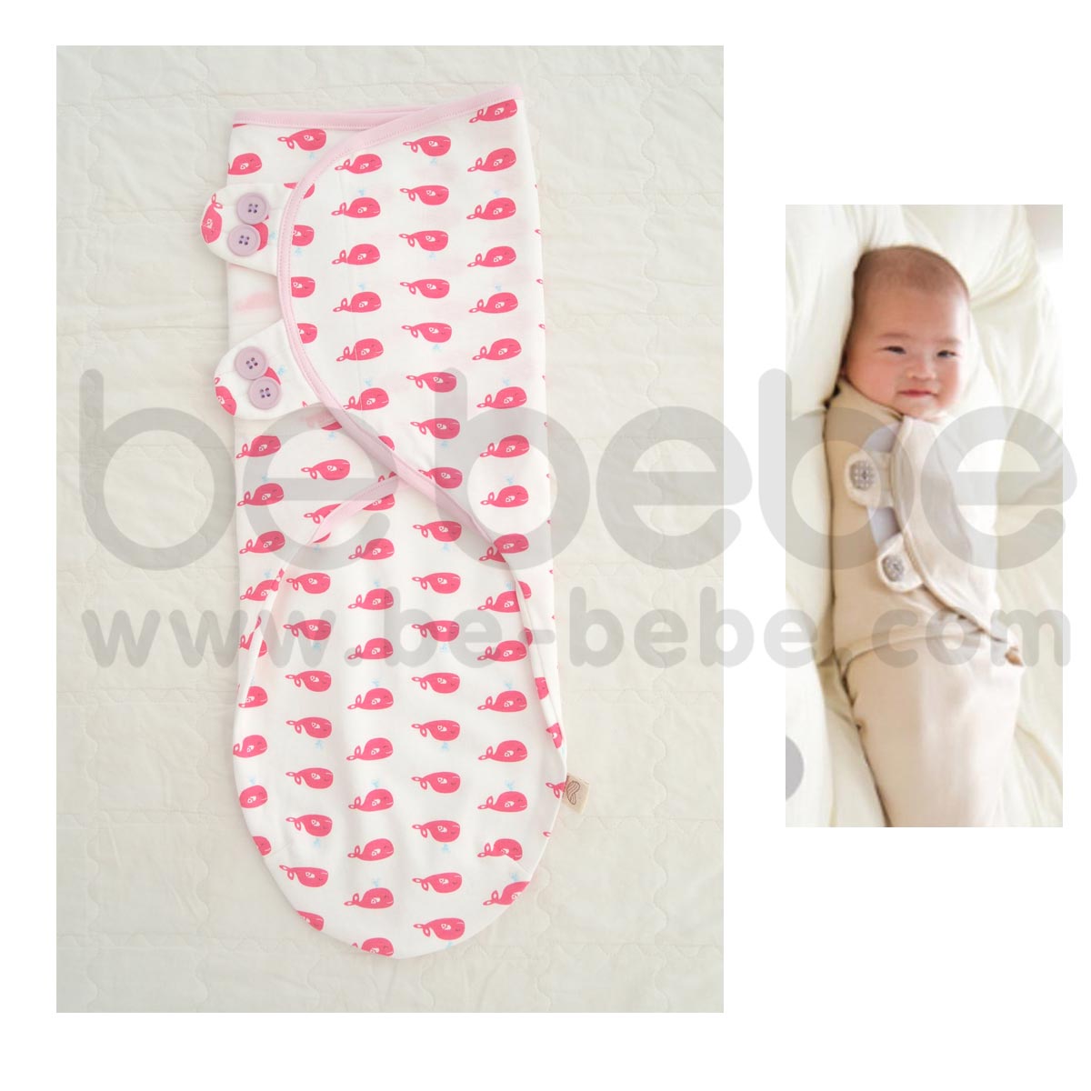 tiny nest :Adjustable Infant Wrap/White with Dolphin-TN021