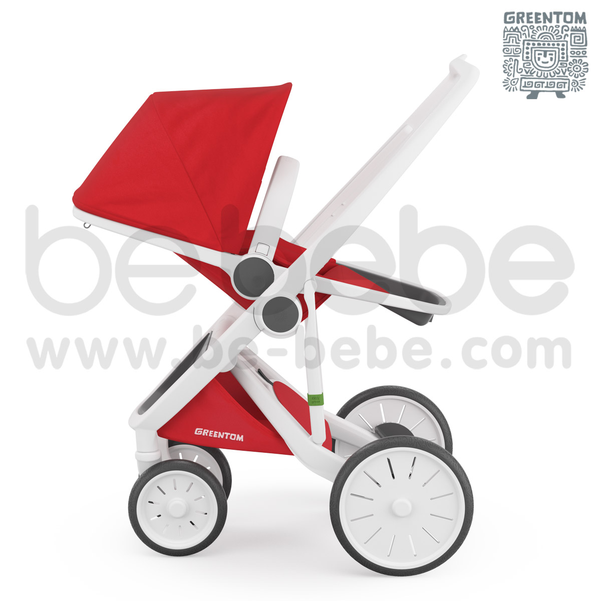 Greentom : Revesible White Frame Stroller - Red