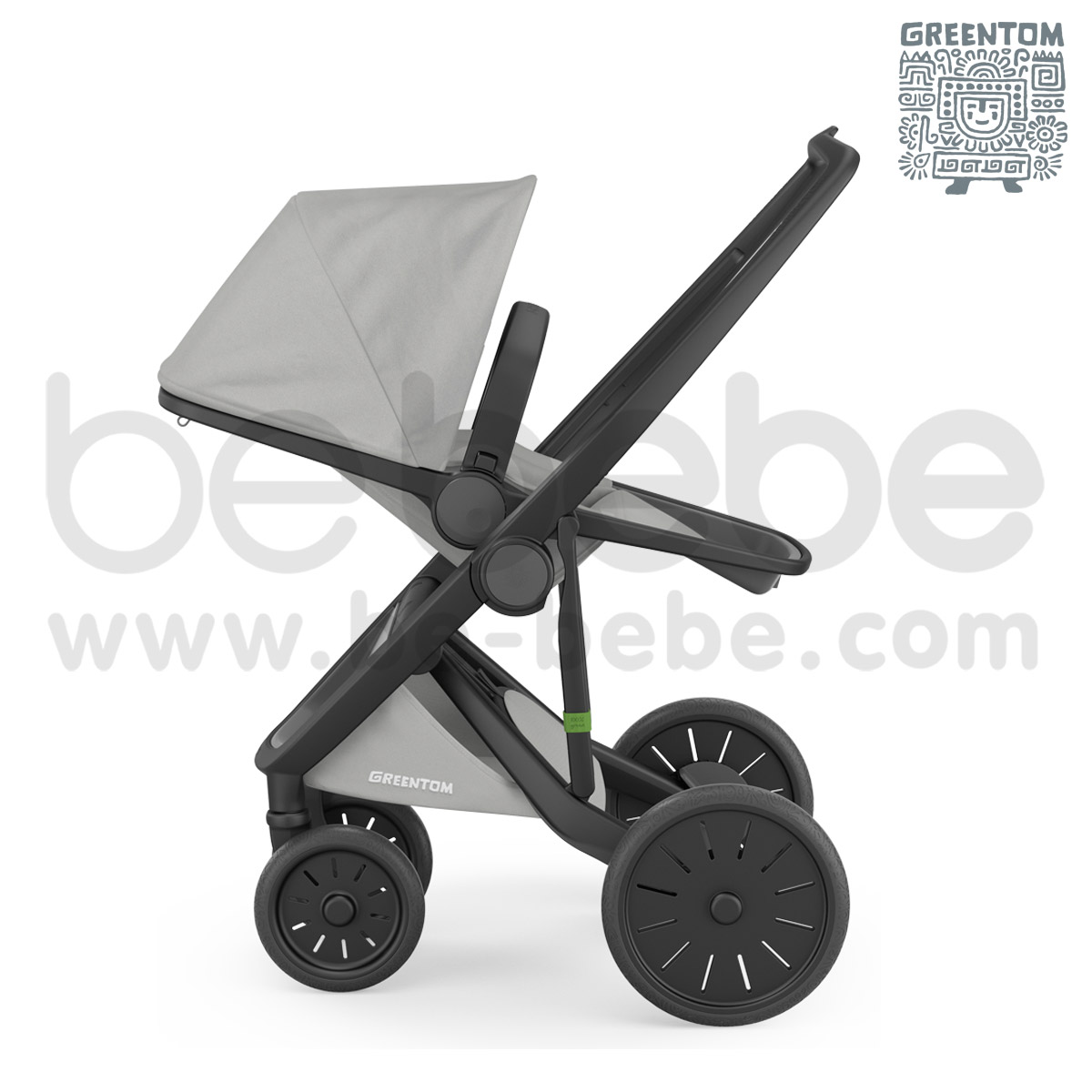 Greentom : Revesible Balck Frame Stroller - Grey 