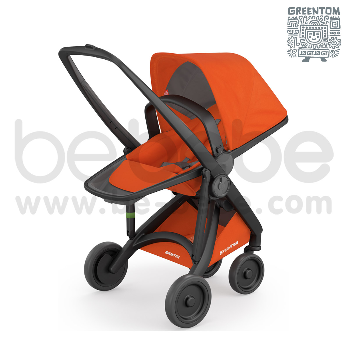 Greentom : Revesible Balck Frame Stroller - Orange 