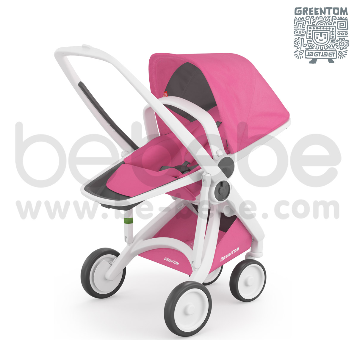 Greentom : Revesible White Frame Stroller - Pink