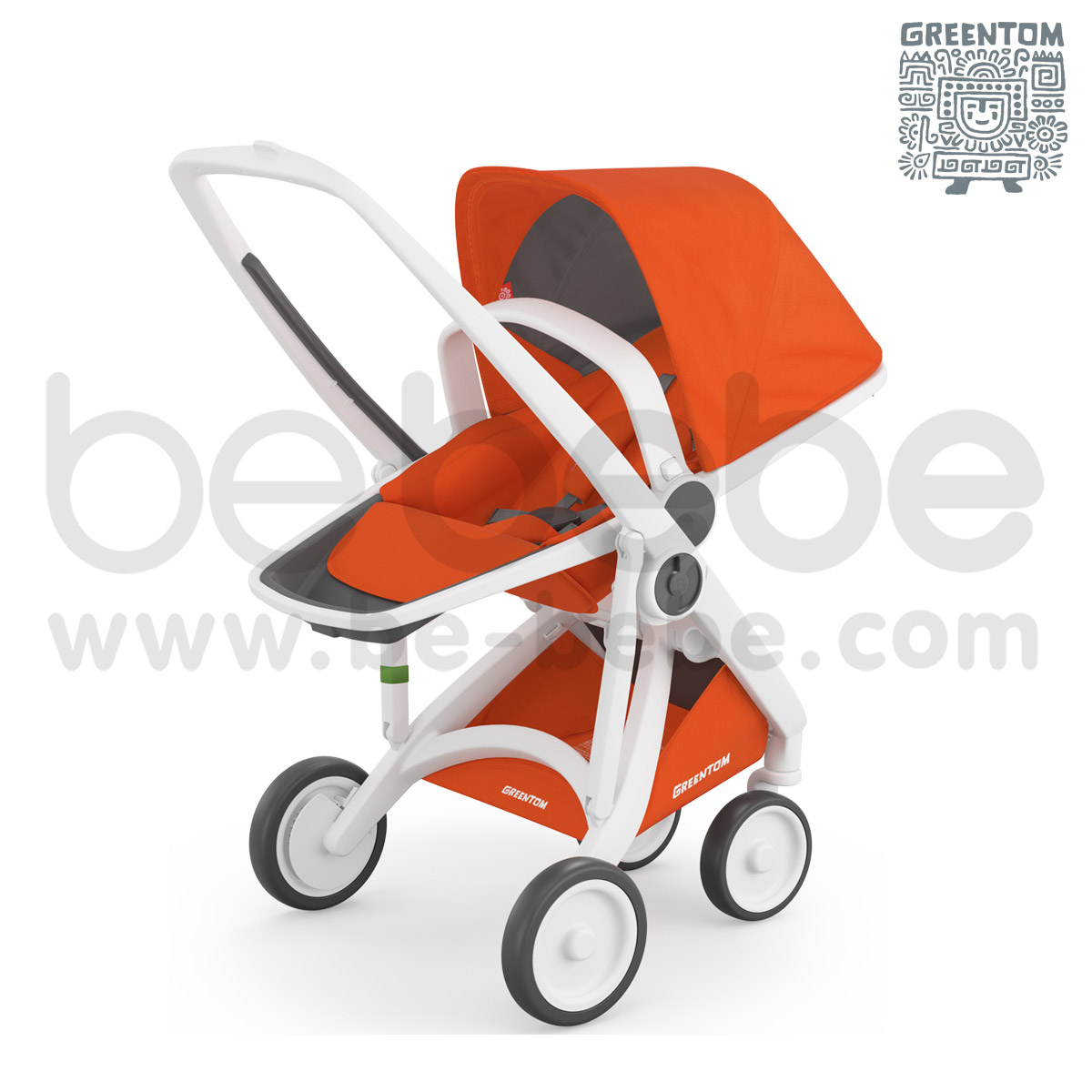 Greentom : Revesible White Frame Stroller - Orange 
