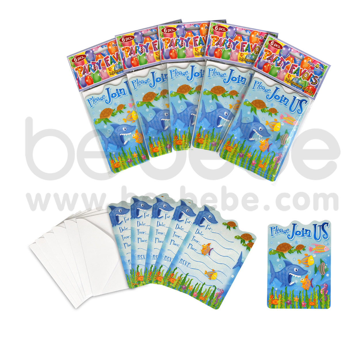 PARTY BUG : Invitation card 10x14 cm., 6 Packs