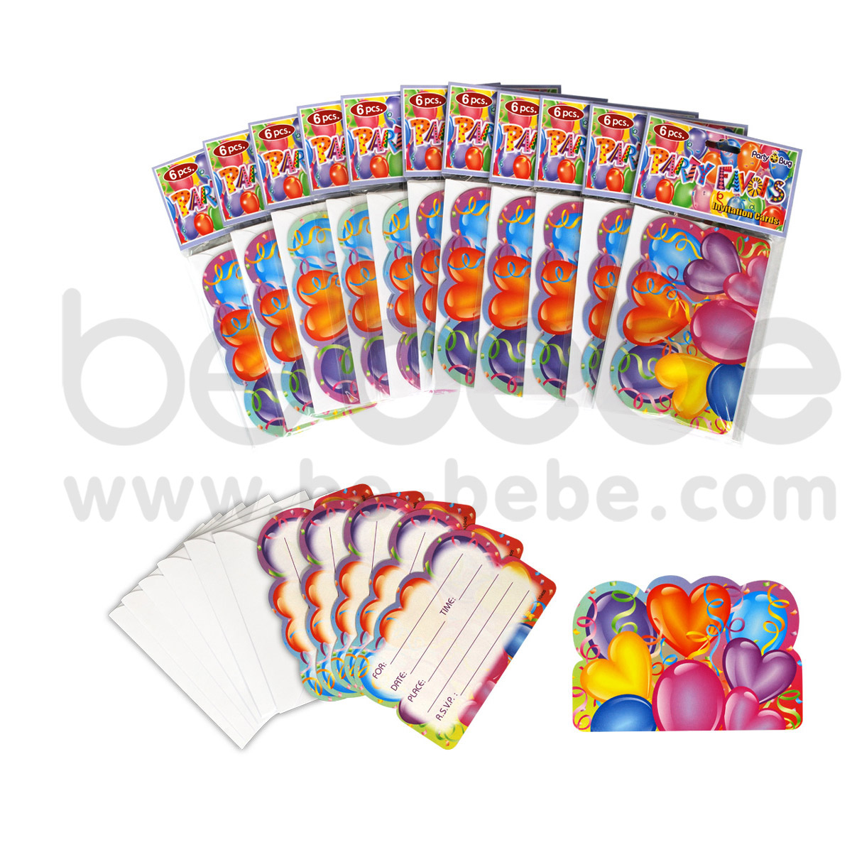 PARTY BUG : Invitation card 10x14 cm., 12 Packs