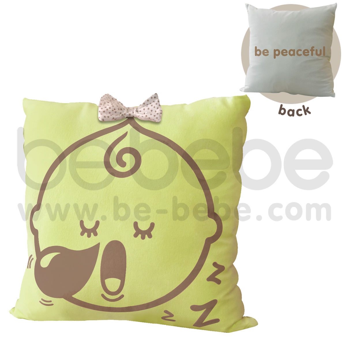 bebebe : Pillow-be peaceful-girl / Light Green 
