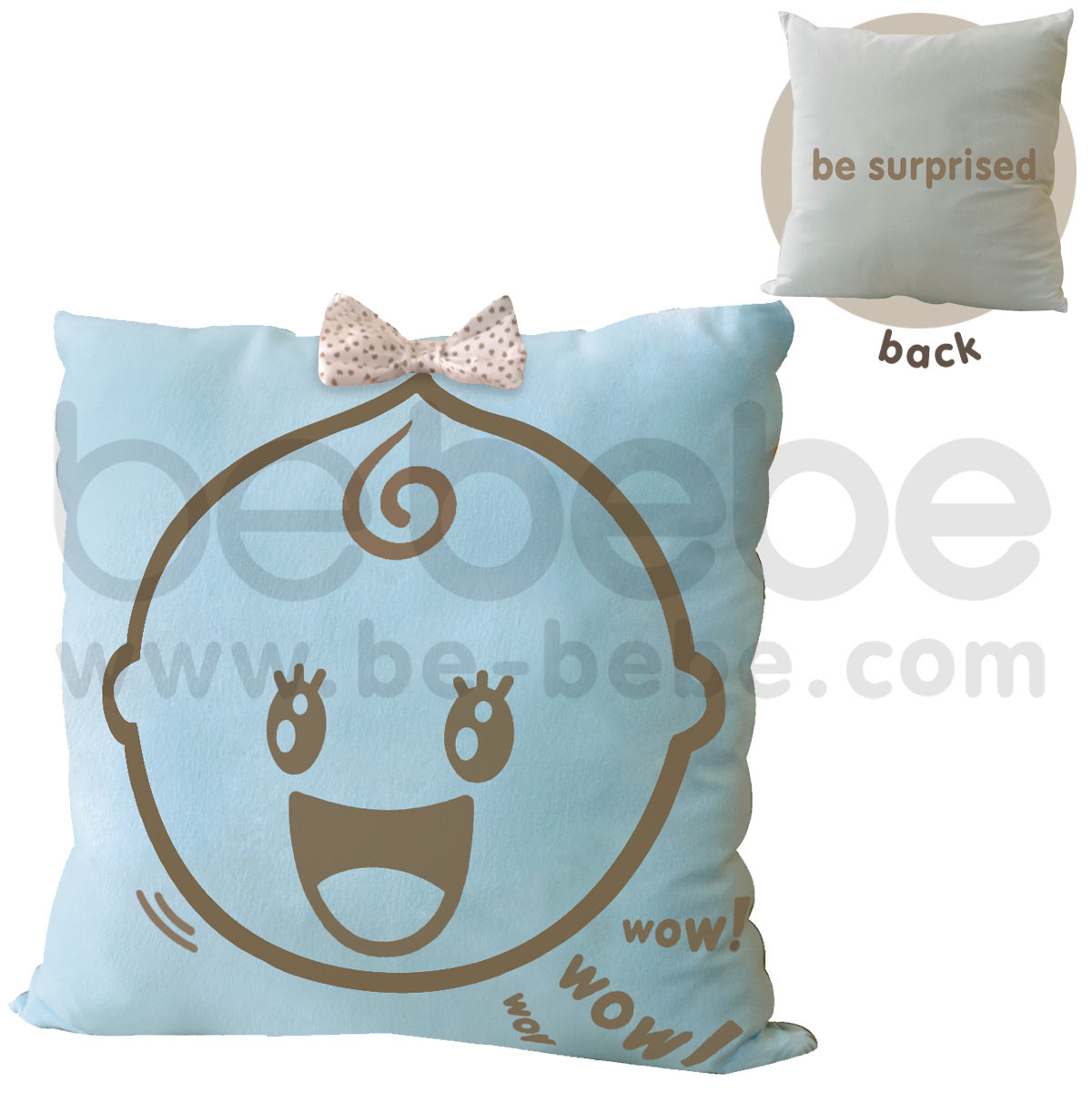 bebebe : Pillow-be surprised-girl / Light Blue