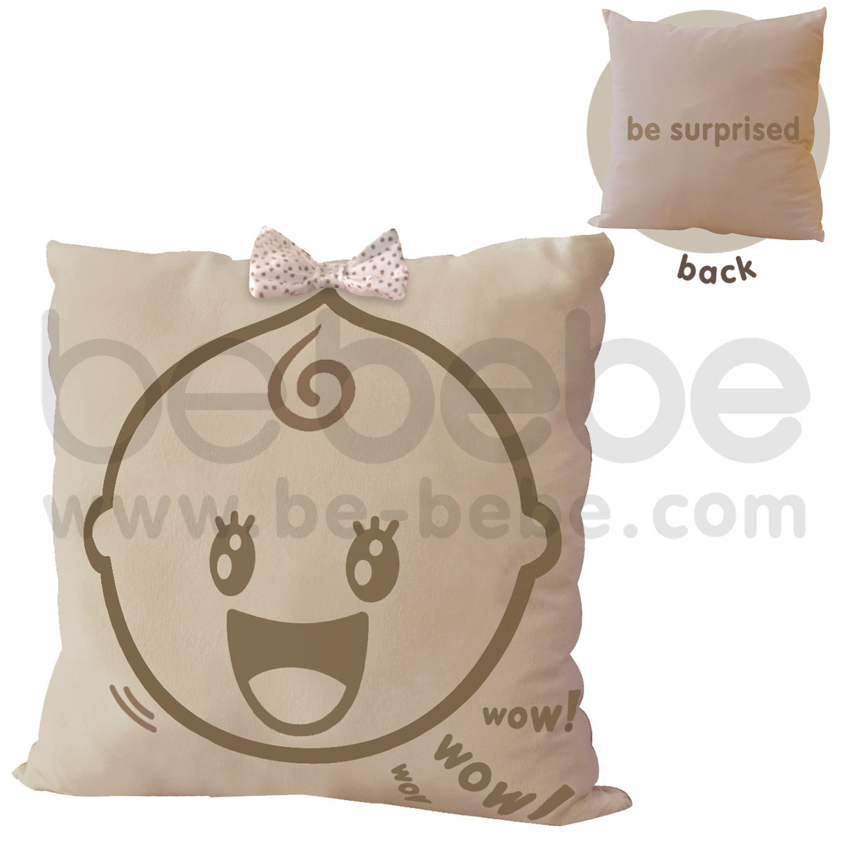 bebebe : Pillow-be surprised-girl / Light Brown