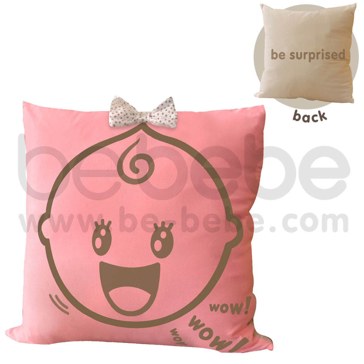 bebebe : Pillow-be surprised-girl / Light Pink