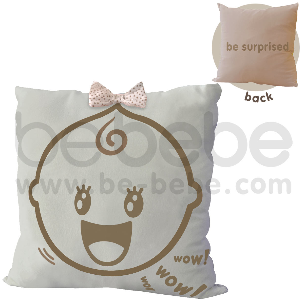 bebebe : Pillow-be surprised-girl / Light Gray