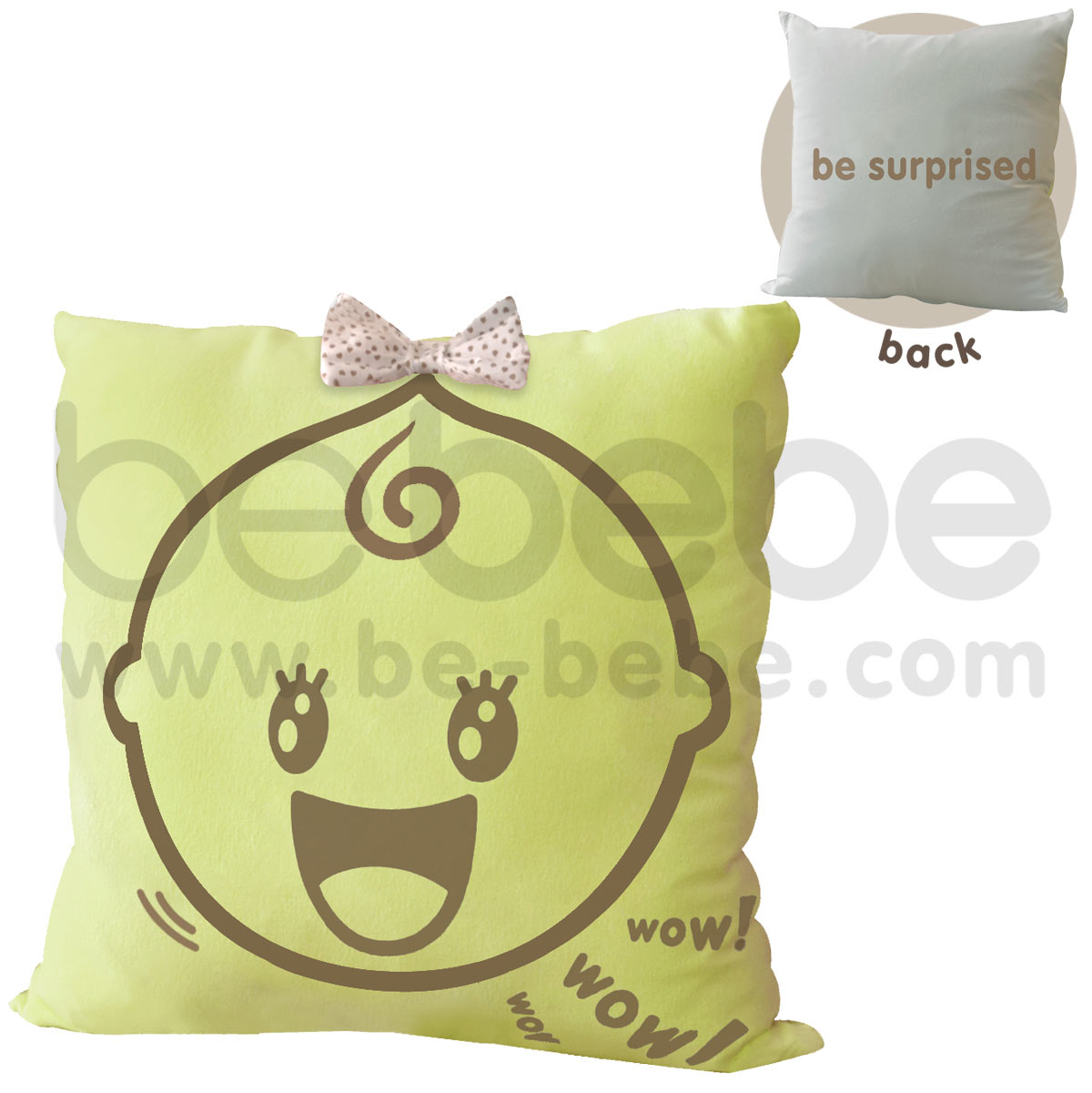 bebebe : Pillow-be surprised-girl / Light Green 