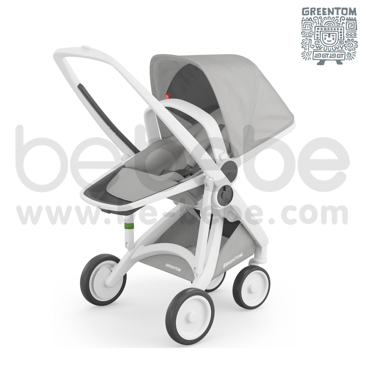 Greentom : Revesible White Frame Stroller - Grey