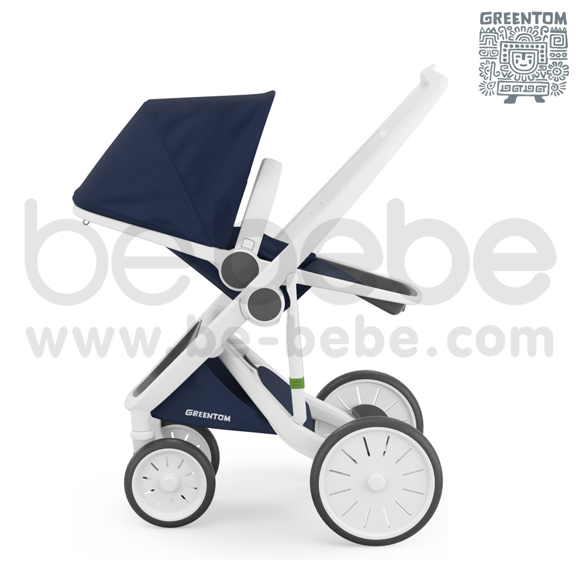 Greentom : Revesible White Frame Stroller - Blue 